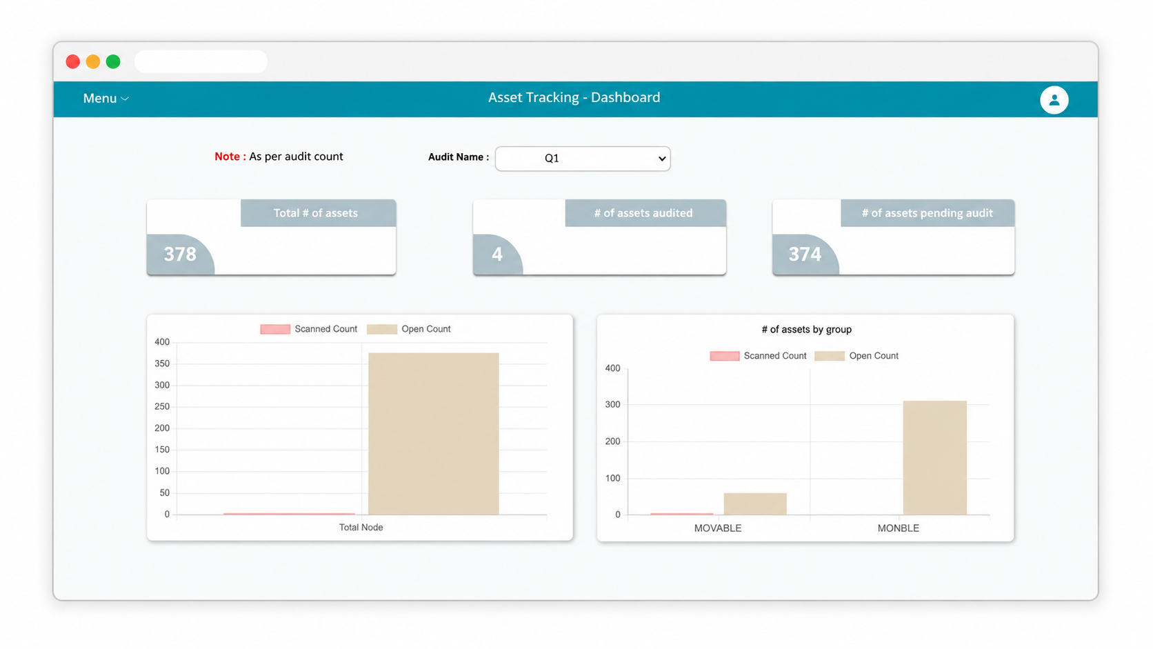 Asset management software screenshot